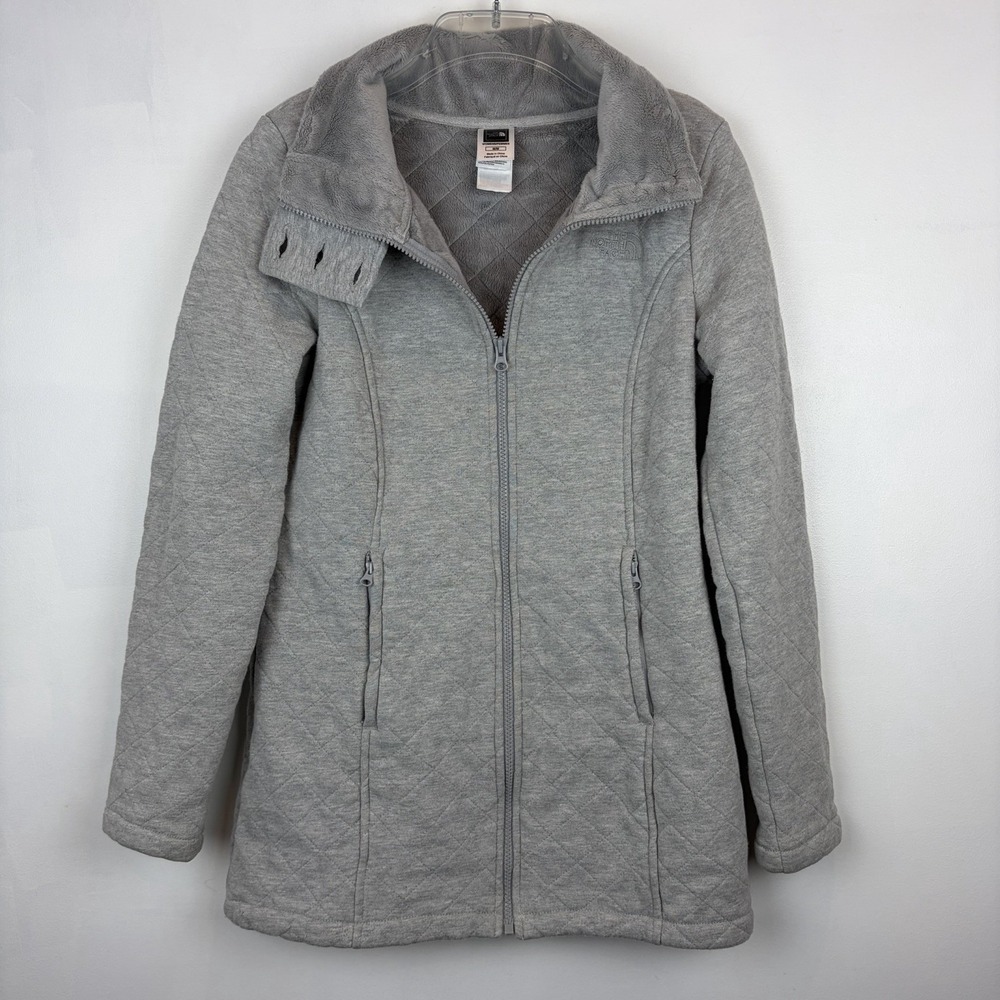 The North Face Caroluna Jacket Womens Medium Gray Quilted Fleece Lined Zip